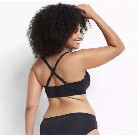 Lane Bryant Cacique Multi Way Boost Strapless Bra 46DDD Black Convertible Straps - Picture 3 of 11